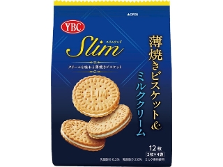 ＹＢＣ　スリムサンド　薄焼きビスケット＆ミルククリーム　袋３枚×４